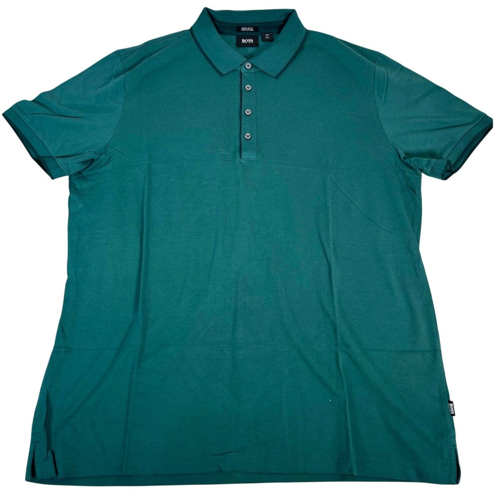 BOSS Hugo Boss XXL Pima Cotton Regular Fit Short Sleeve Green Polo Shirt
